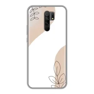 Силиконовый чехол с принтом в цветах на Xiaomi Redmi 9 (Нюдовая веточка абстракция)