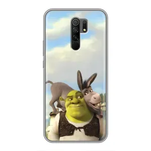 Чохол з мультфільмом Шрек на Xiaomi Redmi 9 (Шрек та Осел)