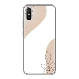 Силиконовый чехол с принтом в цветах на Xiaomi Redmi 9A (Нюдовая веточка абстракция)