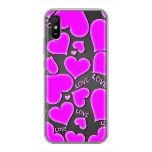 Чехлы для любимой на Редми 9А (VPrint) (Pink hearts)