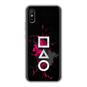 Чехол Гра в кальмара для Xiaomi Redmi 9A (Символы Игра кальмара)