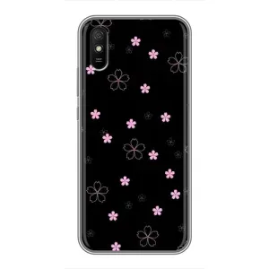 Чохол з принтом «Рожеві квіти на чорному» для Xiaomi Redmi 9A