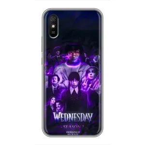 Чехол с дизайном Венздей 2 на Xiaomi Redmi 9A (Фиолетовая магия Уэнздей)