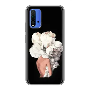 Чехлы (ART) Цветы на Xiaomi Redmi 9T (VPrint) (Белые цветы)