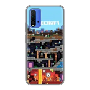 Чехол Майнкрафт на Xiaomi Redmi 9T (AlphaPrint) Minecraft (фон Minecraft)