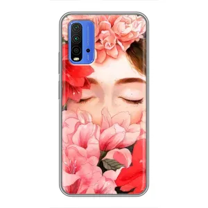 Чехлы (ART) Цветы на Xiaomi Redmi 9T (VPrint) (Глаза в цветах)