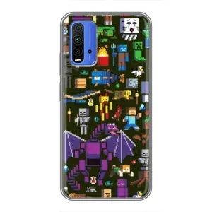 Чехол Майнкрафт на Xiaomi Redmi 9T (AlphaPrint) Minecraft (Коллаж Майнкрафт)