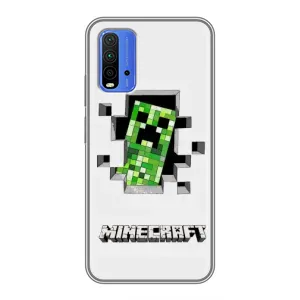 Чехол Майнкрафт на Xiaomi Redmi 9T (AlphaPrint) Minecraft (крипер Майнкрафт)