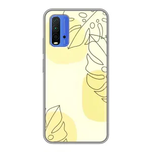 Силиконовый чехол с принтом в цветах на Xiaomi Redmi 9T (Желтая монстера арт)