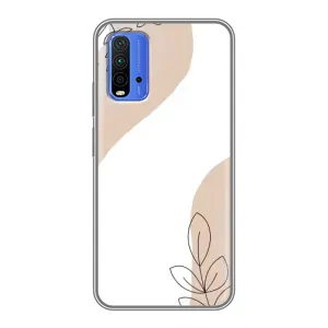 Силиконовый чехол с принтом в цветах на Xiaomi Redmi 9T (Нюдовая веточка абстракция)