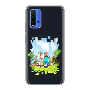 Чехол Майнкрафт на Xiaomi Redmi 9T (AlphaPrint) Minecraft (персонажи Minecraft)