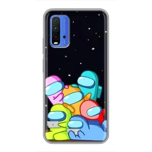Чехол Амонг Ас для Xiaomi Redmi 9T (AlphaPrint) (Скины в космосе)