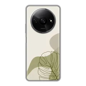 Силиконовый чехол с принтом в цветах на Xiaomi Redmi A3 (Зеленая монстера дизайн)