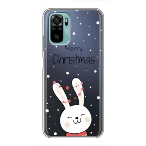 Зимні Чохли для Сяомі Рєдмі Нот 10 5G - прозорий фон (Різдвяний заєць)