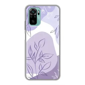 Силиконовый чехол с принтом в цветах на Xiaomi Redmi Note 10 (Фиолетовые листья абстракция)