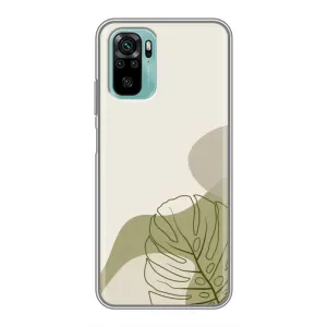 Силиконовый чехол с принтом в цветах на Xiaomi Redmi Note 10 (Зеленая монстера дизайн)