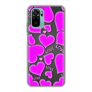 Чехлы для любимой на Сяомі Редмі Нот 10 (VPrint) (Pink hearts)