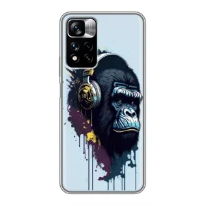 Чехол с принтом «Горилла в наушниках» для Xiaomi Redmi Note 11 Pro Plus