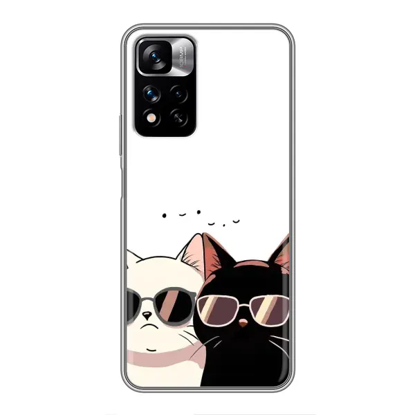 Чохол з принтом «Коти в окулярах» для Xiaomi Redmi Note 11 Pro Plus