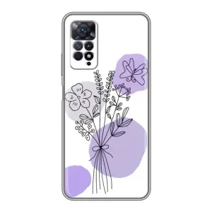 Силиконовый чехол с принтом в цветах на Xiaomi Redmi Note 11 Pro (Букет фиолетовая абстракция)
