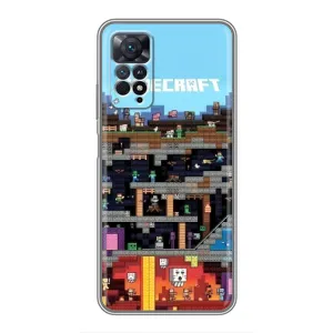 Чехол Майнкрафт на Xiaomi Redmi Note 11 Pro (AlphaPrint) Minecraft (фон Minecraft)