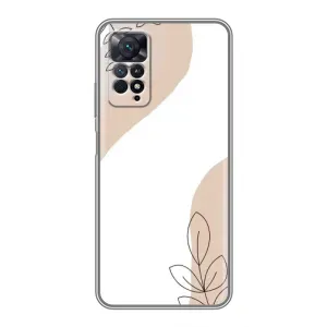 Силиконовый чехол с принтом в цветах на Xiaomi Redmi Note 11 Pro (Нюдовая веточка абстракция)