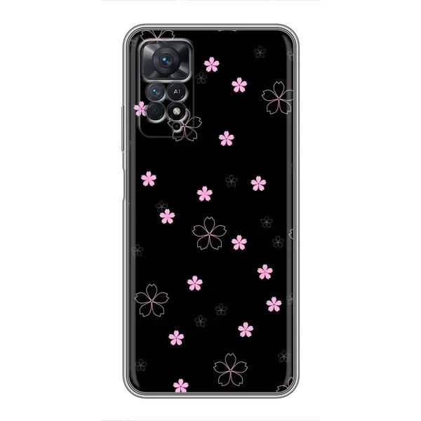 Чехол с принтом «Розовые цветы на черном» для Xiaomi Redmi Note 11 Pro