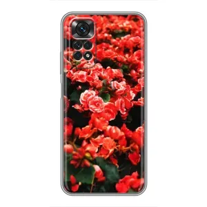 Чехлы с Цветами для Xiaomi Redmi Note 11 / 11s (VPrint) (Цветы красные)