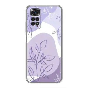 Силиконовый чехол с принтом в цветах на Xiaomi Redmi Note 11 / 11s (Фиолетовые листья абстракция)
