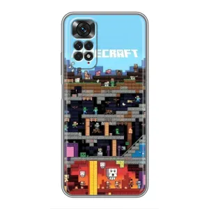 Чехол Майнкрафт на Xiaomi Redmi Note 11 / 11s (AlphaPrint) Minecraft (фон Minecraft)