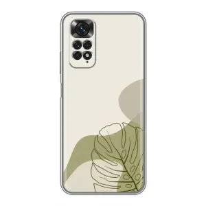 Силиконовый чехол с принтом в цветах на Xiaomi Redmi Note 11 / 11s (Зеленая монстера дизайн)