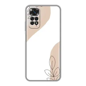Силиконовый чехол с принтом в цветах на Xiaomi Redmi Note 11 / 11s (Нюдовая веточка абстракция)