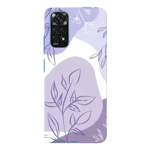Силиконовый чехол с принтом в цветах на Xiaomi Redmi Note 11E Pro (Фиолетовые листья абстракция)