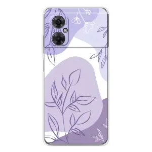 Силиконовый чехол с принтом в цветах на Xiaomi Redmi Note 11R (Фиолетовые листья абстракция)
