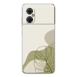 Силиконовый чехол с принтом в цветах на Xiaomi Redmi Note 11R (Зеленая монстера дизайн)