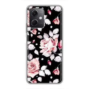 Чехлы с Цветами для Xiaomi Redmi Note 12 (5G) (VPrint) (Цветочки на черном)