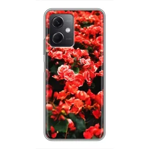 Чехлы с Цветами для Xiaomi Redmi Note 12 (5G) (VPrint) (Цветы красные)
