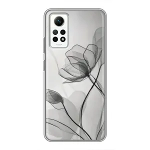 Чехол с цветочным принтом на Редми Нот 12 Про (4G) (Черные цветы)
