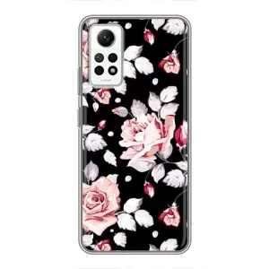 Чехлы с Цветами для Xiaomi Redmi Note 12 Pro (4g) (VPrint) (Цветочки на черном)