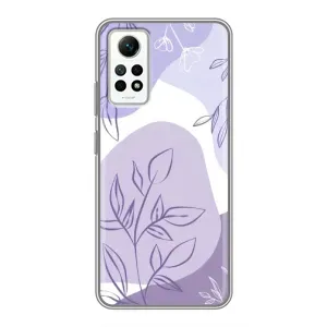 Силиконовый чехол с принтом в цветах на Xiaomi Redmi Note 12 Pro (4g) (Фиолетовые листья абстракция)