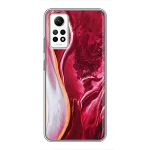 Чехол для Редми Нот 12 Про (4G) - с принтом (Дизайнерские) (AlphaPrint) (Мрамор красный)