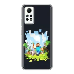 Чехол Майнкрафт на Xiaomi Redmi Note 12 Pro (4g) (AlphaPrint) Minecraft (персонажи Minecraft)