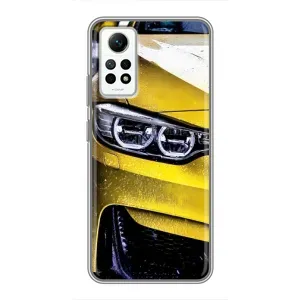 Чехлы с Машинами на Редми Нот 12 Про (4G) (VPrint) (Желтая машина)