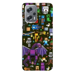 Чехол Майнкрафт на Xiaomi Redmi Note 12 Pro Plus (AlphaPrint) Minecraft (Коллаж Майнкрафт)