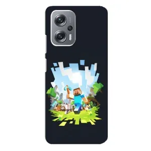Чехол Майнкрафт на Xiaomi Redmi Note 12 Pro Plus (AlphaPrint) Minecraft (персонажи Minecraft)