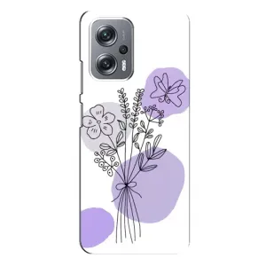 Силконовий чохол з принтом в квітах на Xiaomi Redmi Note 12 Pro (5g) (Букет фіолетова абстракція)