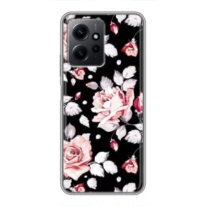 Чехлы с Цветами для Xiaomi Redmi Note 12 (VPrint) (Цветочки на черном)