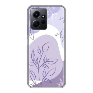 Силконовий чохол з принтом в квітах на Xiaomi Redmi Note 12 (Фіолетове листя абстракція)