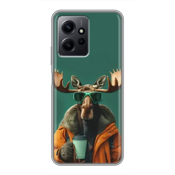 Чехол с принтом «Лось с кофе» для Xiaomi Redmi Note 12
