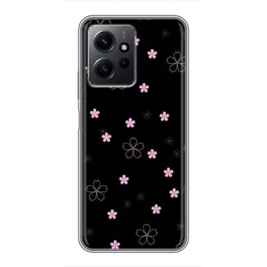Чохол з принтом «Рожеві квіти на чорному» для Xiaomi Redmi Note 12